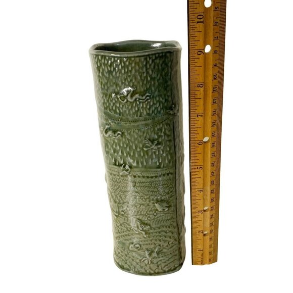 Ceramic Pottery Vase Olive Celadon signed Dennis Meiners - Picture 5 of 7